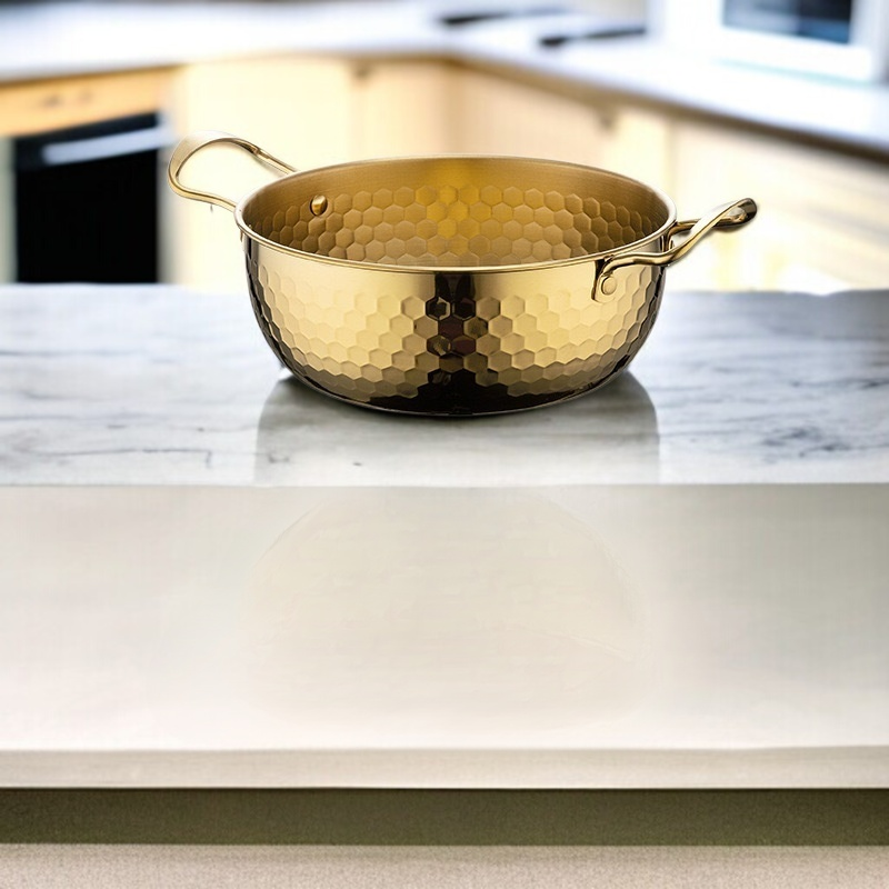 Goldenes Suppentopf-Set für Induktionsherd (inklusive Bratpfanne)