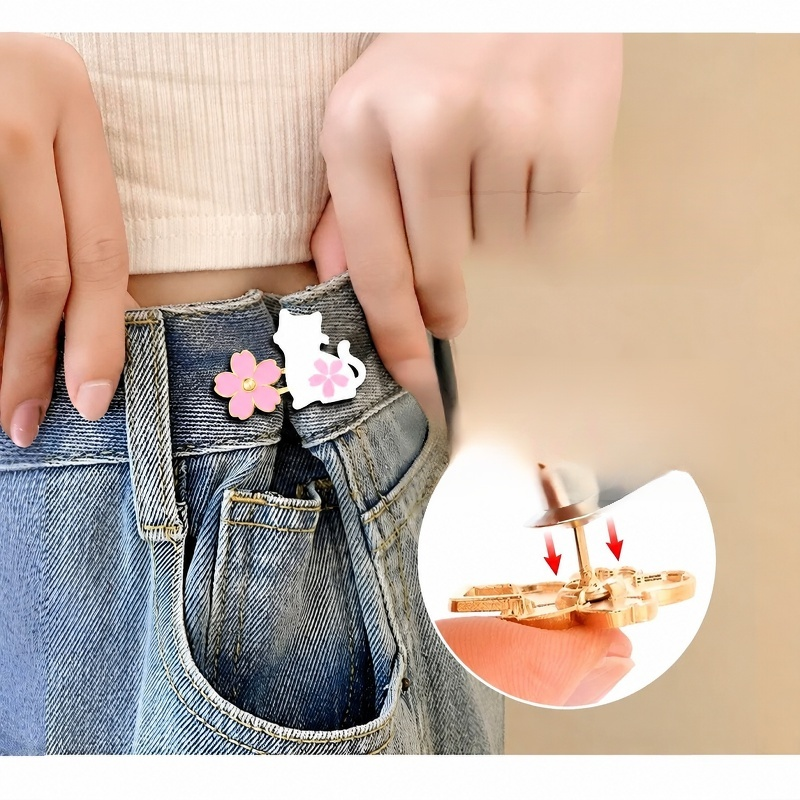 꽃 고양이 무흔 무타공 허리 조임 클립