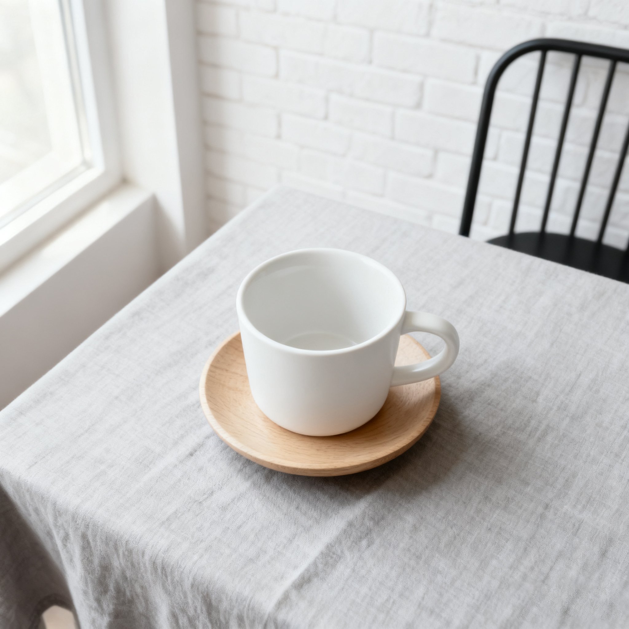 깨끗한 디자인의 머그컵 측면 사진