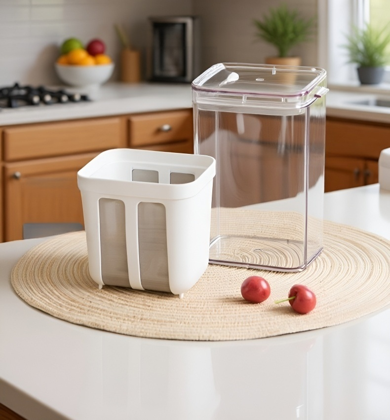 Homemade Greek yogurt made with strainer