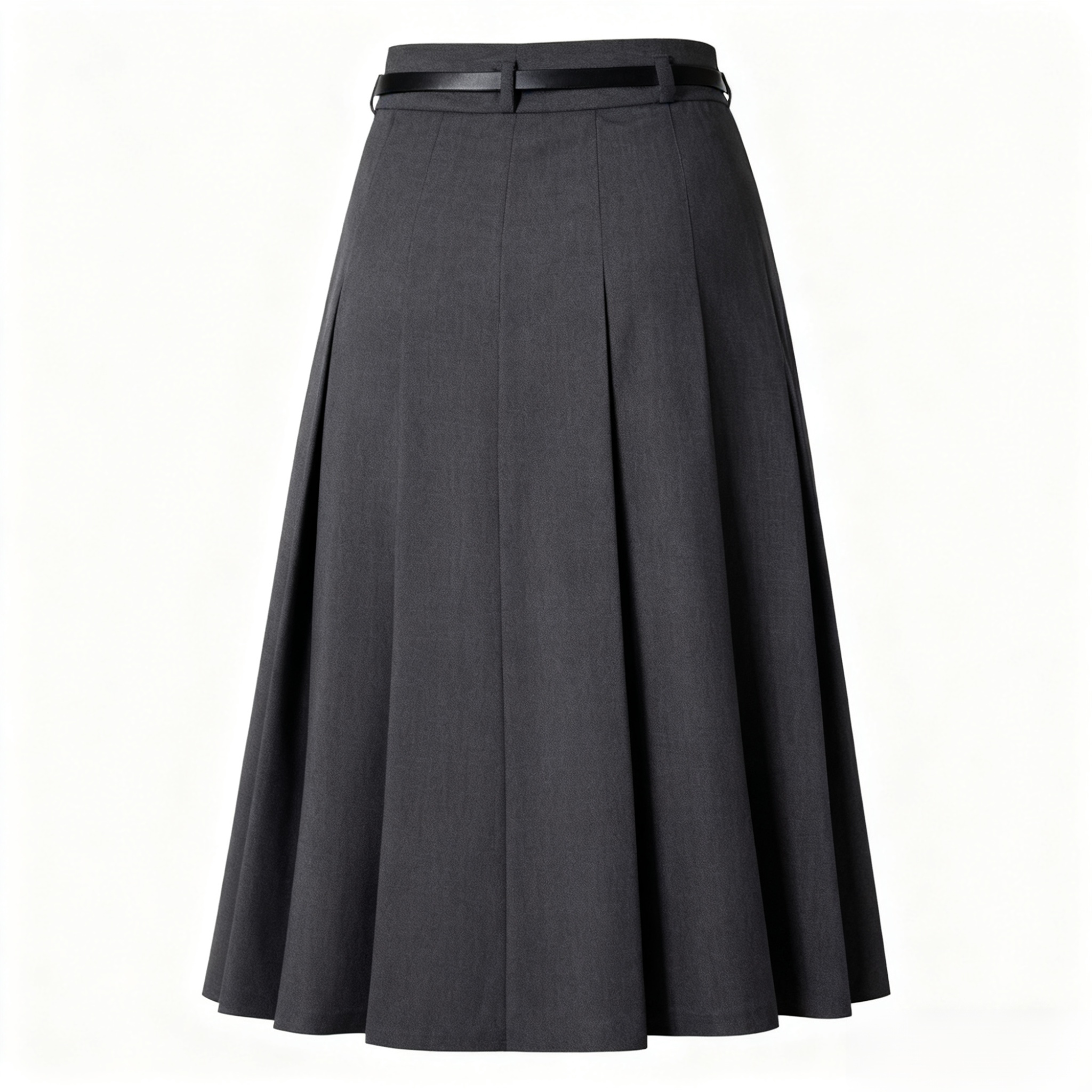 ハイウエストのエレガントなプリーツミディスカート