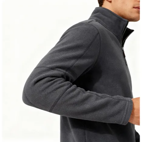 Herren-Fleece-Pullover mit Stehkragen und halbem Zipper, langärmlig, modisch