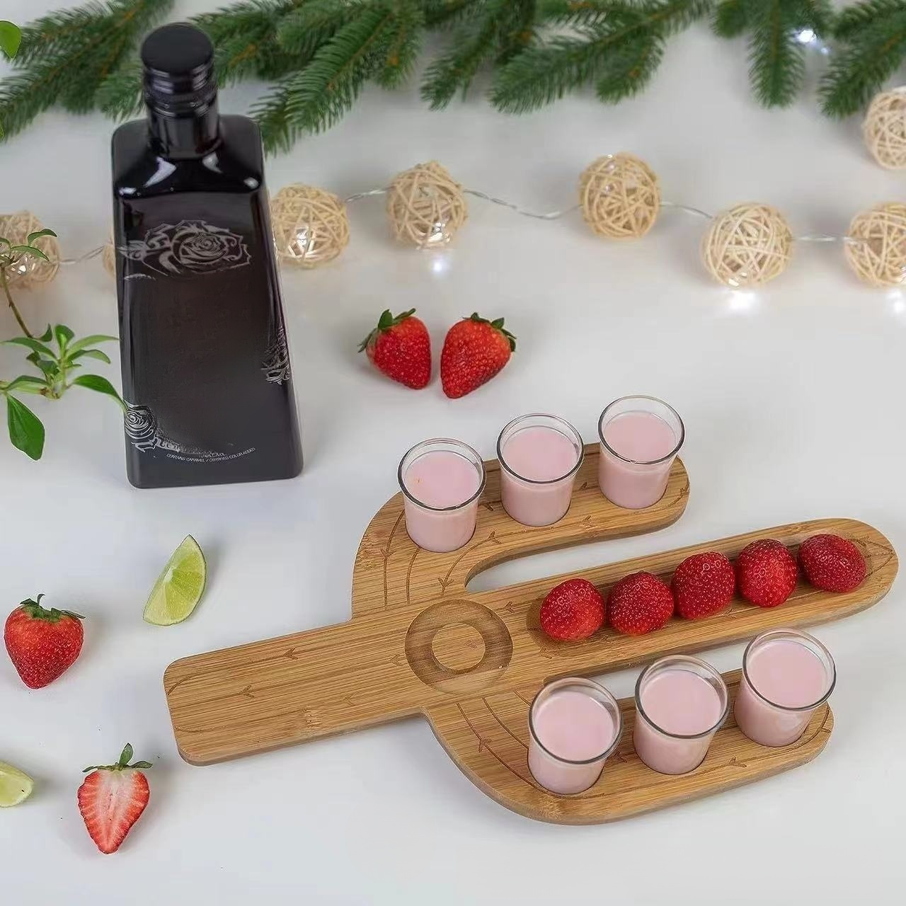 Cactus Tequila Shot Glass with Salt and Sugar Box