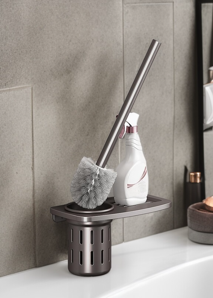 No drill toilet brush rack for easy installation