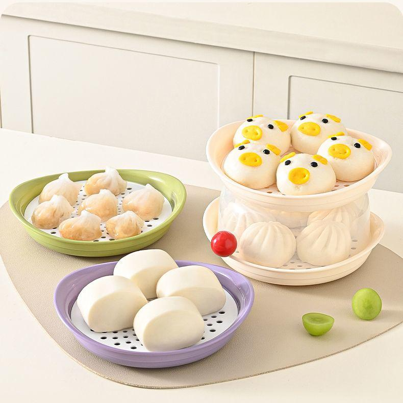 두꺼운 뚜껑이 있는 전자레인지 찜기