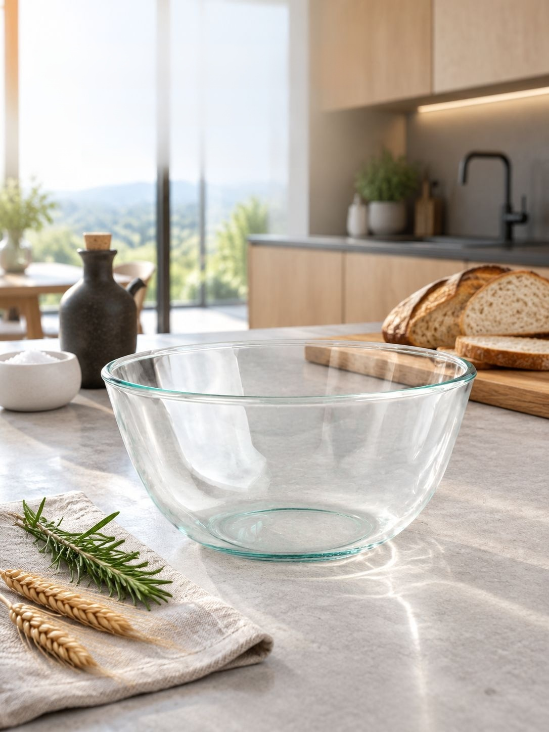 Transparente Schüssel aus Borosilikatglas