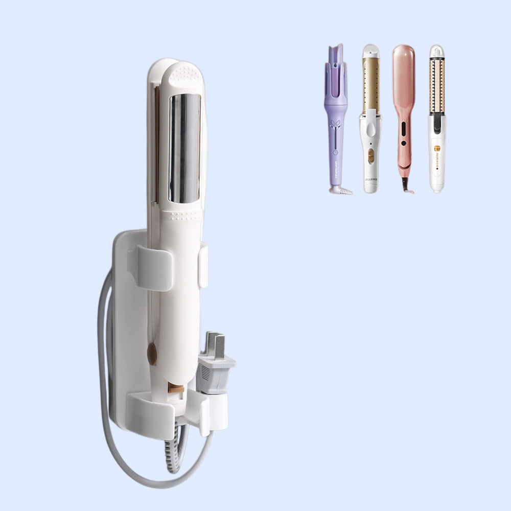 욕실에 설치된 컬링 아이언 선반