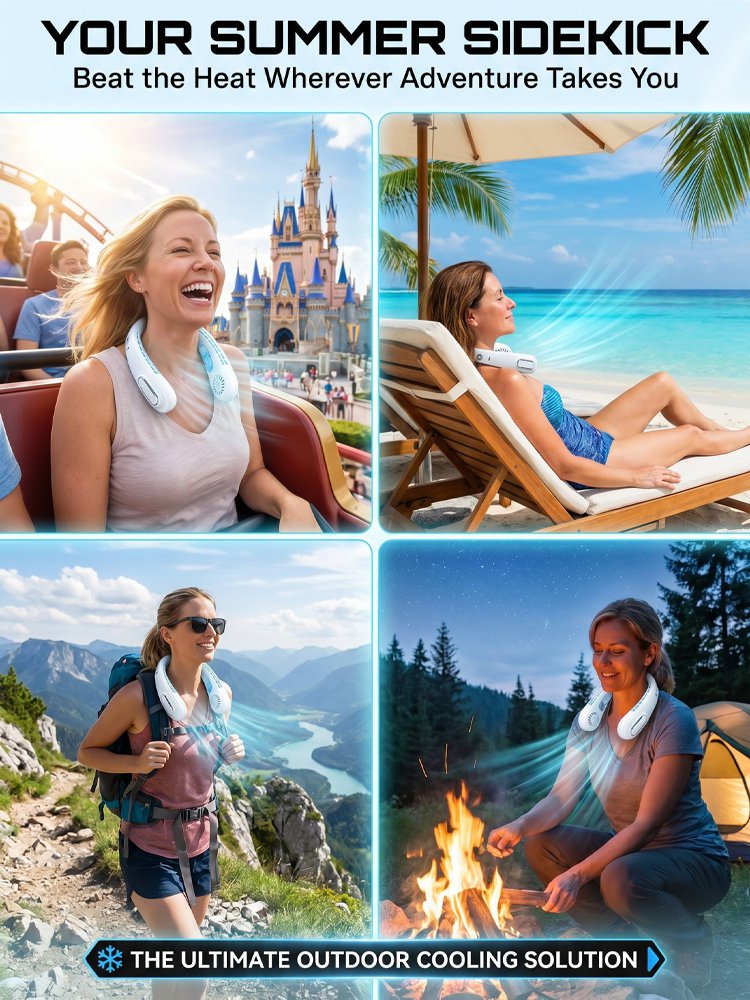 [Wearable Air Conditioner] Cooling Neck Fan — Ultra-Light & Silent