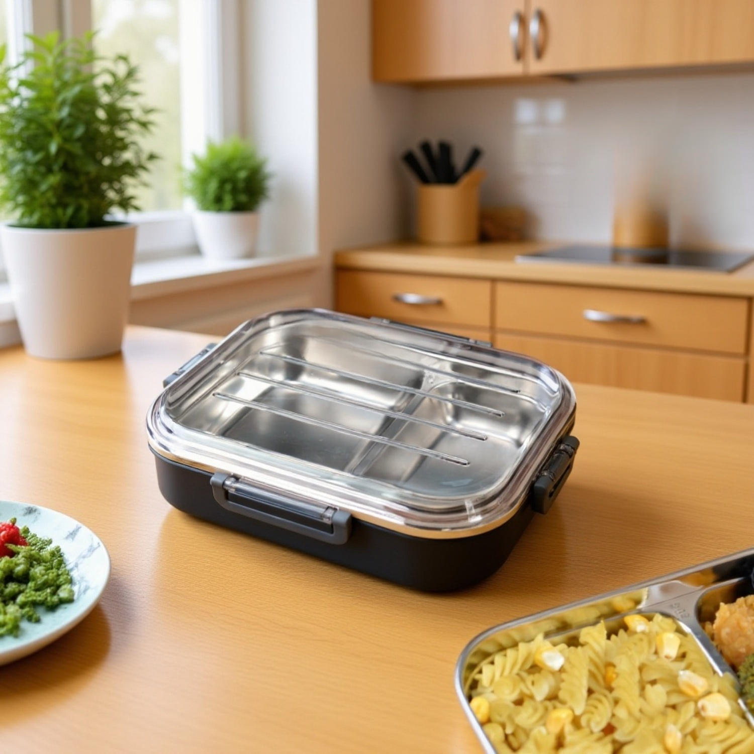 Lunchbox aus Edelstahl, ideal für unterwegs