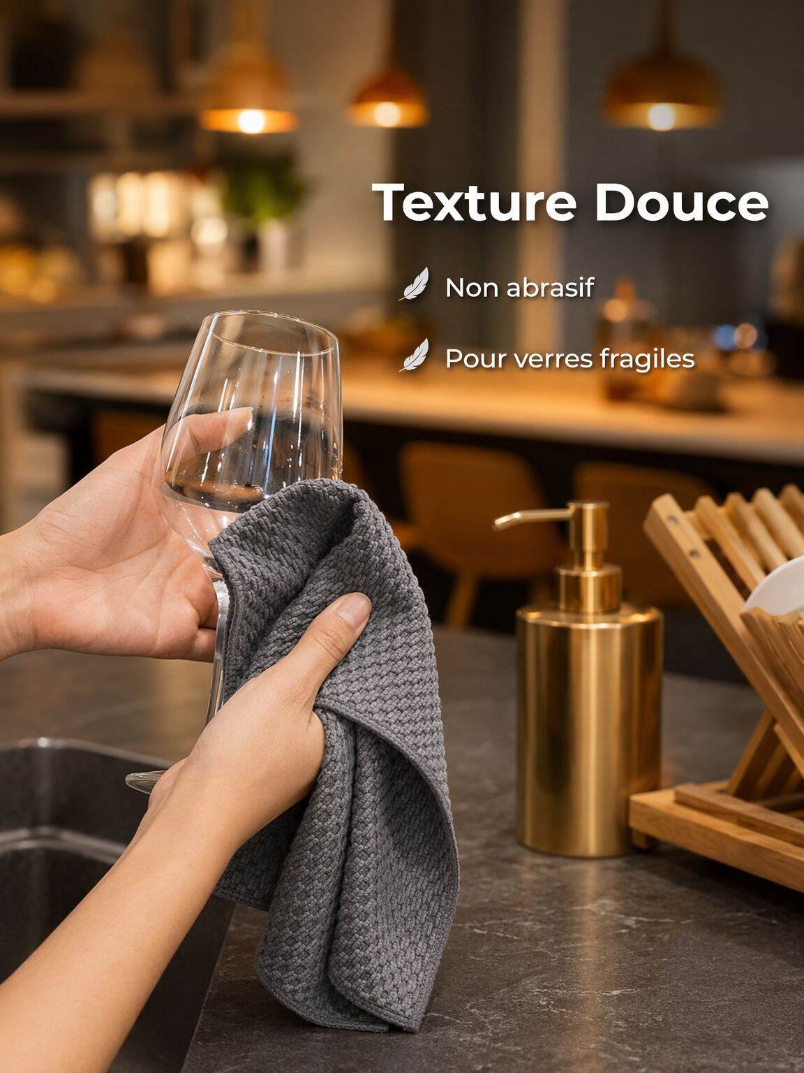 Chiffon absorbant et résistant pour cuisine