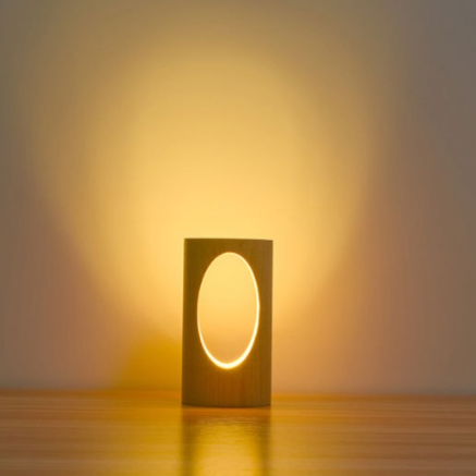 Smart Sensor Solid Wood Night Lamp