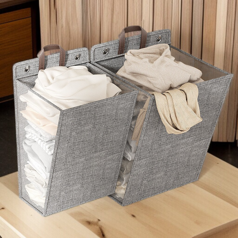 Cesta de almacenamiento de algodón y lino, cesta multifuncional plegable para ropa