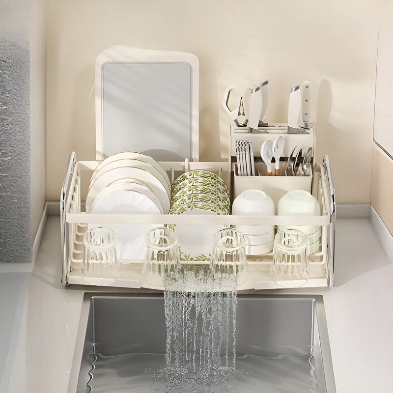 多功能廚房置物架附排水及餐具收納
