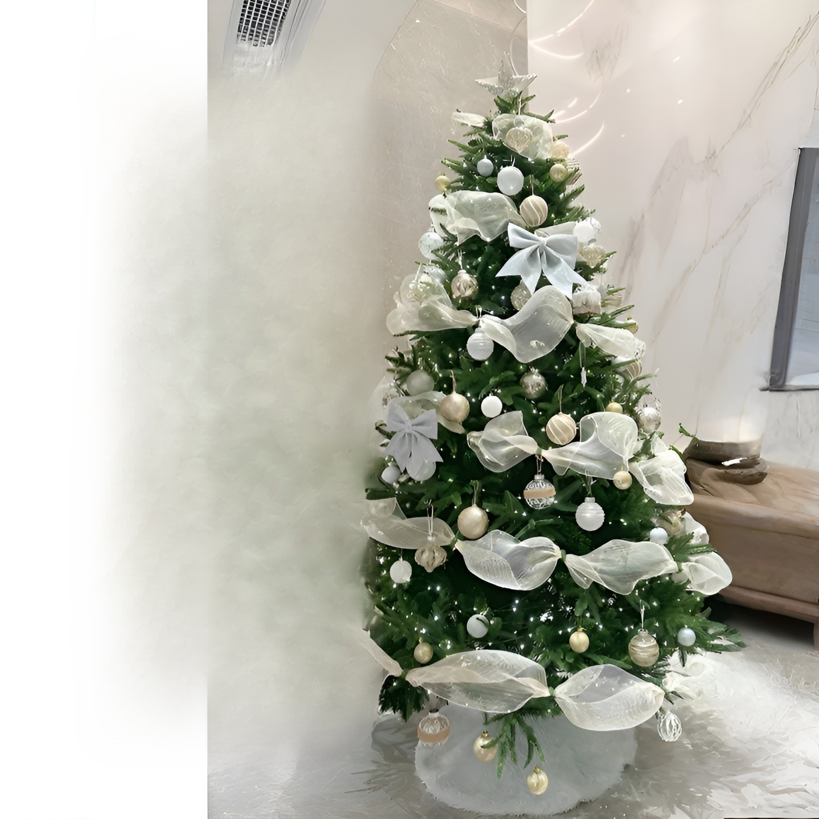 크리스마스 트리 리본 망사 화환 리본 액세서리 장식 리본 화환