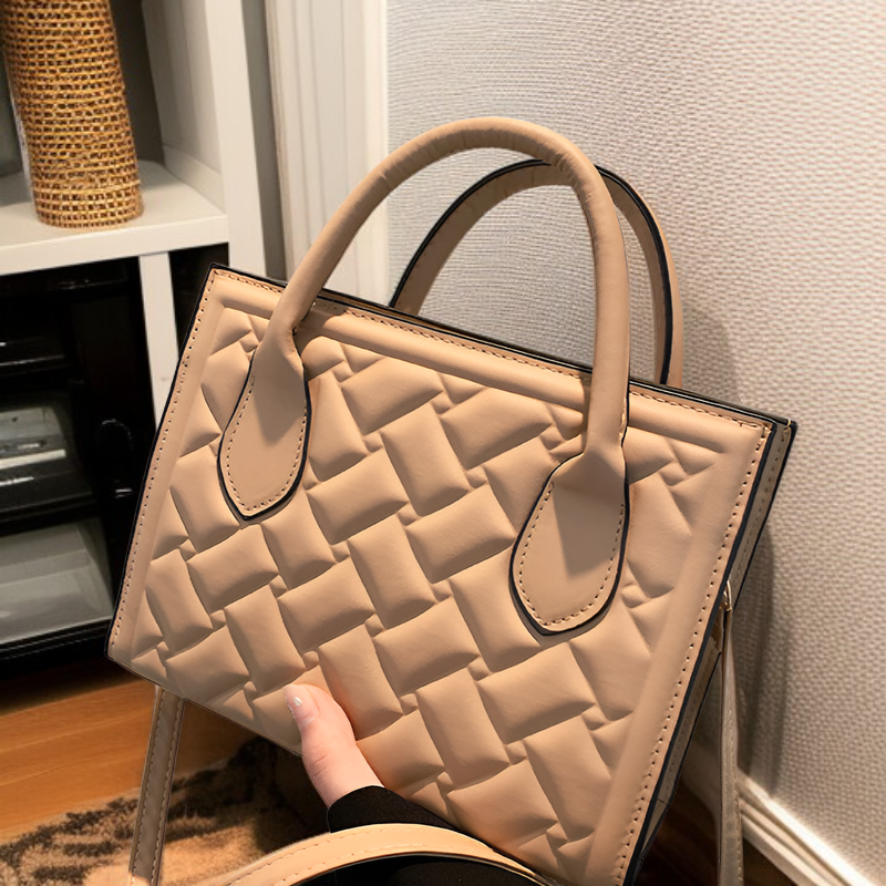 حقيبة كتف نسائية عصرية بلون نقي، حقيبة مربعة بسيطة غربية الطراز