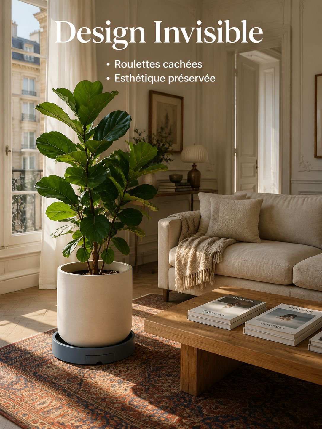 Plateau amovible pour pot de fleur avec roulettes universelles