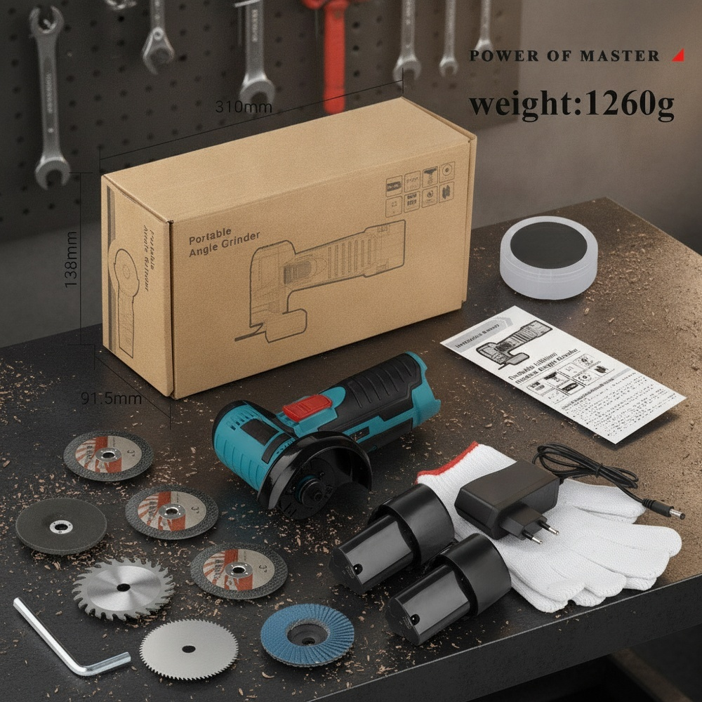 Portable battery powered angle grinder