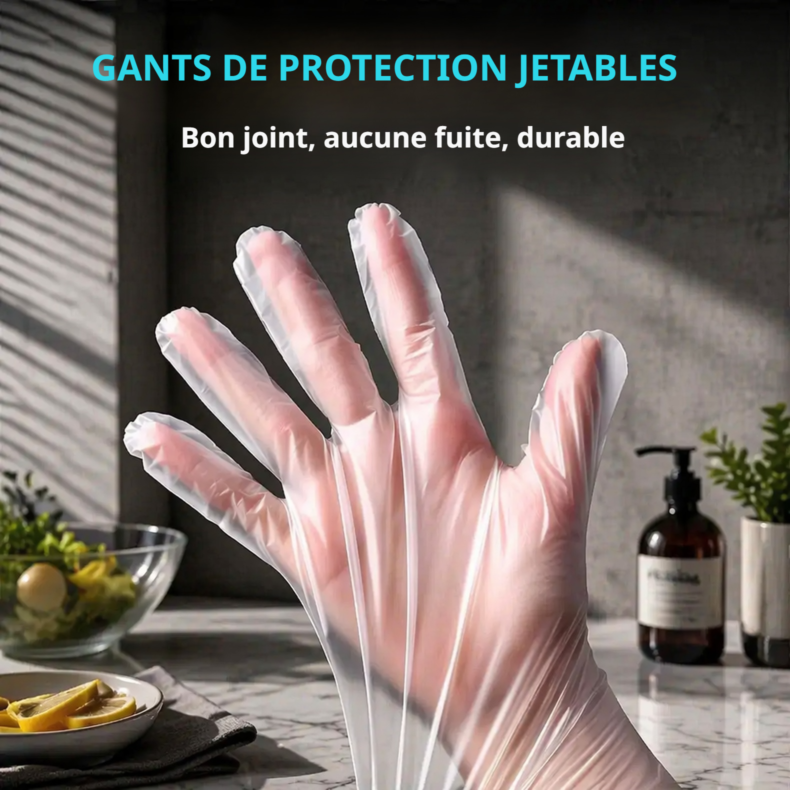 Gants ménagers jetables transparents, résistants et épais, à extraction facile