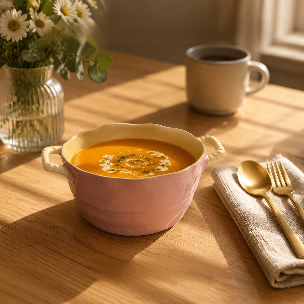 Large Ceramic Double-Handle Soup and Noodle Bowl