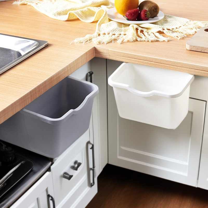 미니 벽걸이형 주방 수납 휴지통 소형 플라스틱 문걸이 수납함