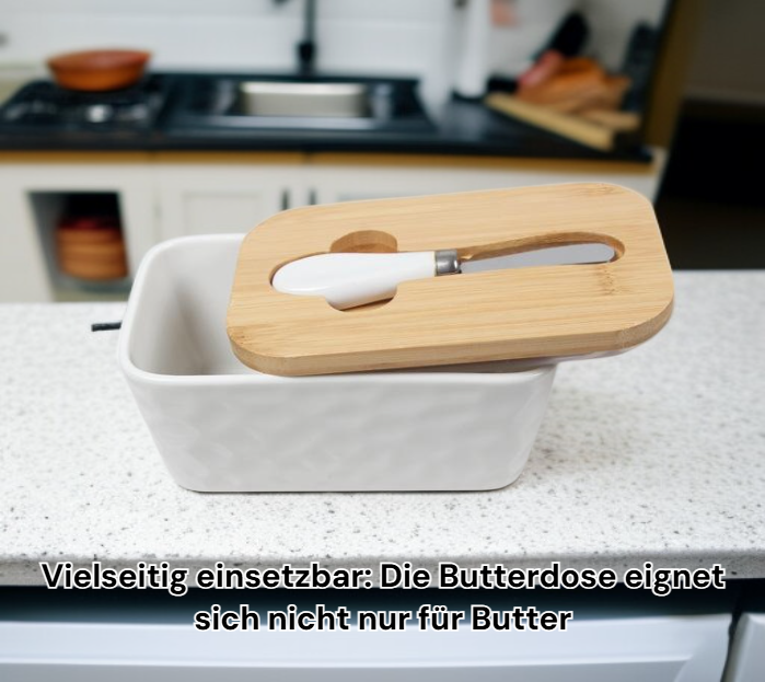 Elegante Butterdose aus Keramik mit dekorativem Steinmuster