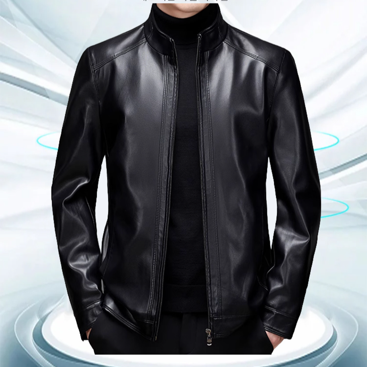 두꺼운 기모  안감 남성 가죽 재킷