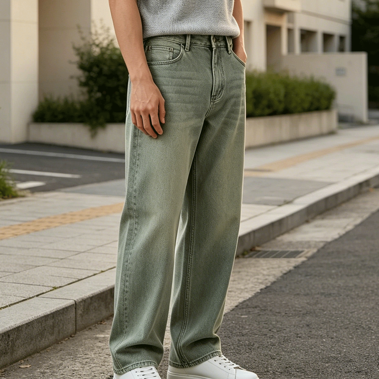 스타일리시 슬림핏 청바지