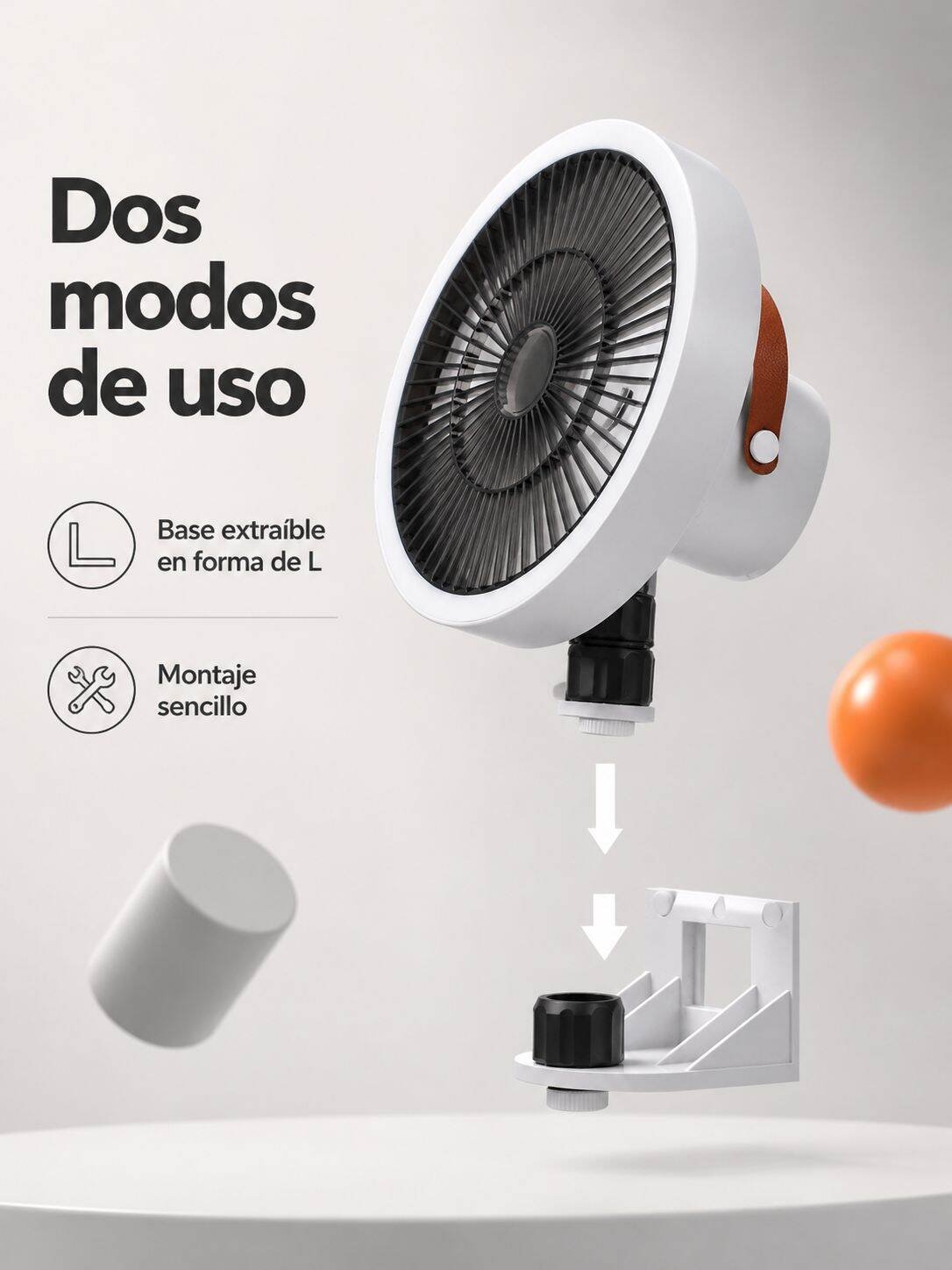 Detalle del sistema de instalación fácil del ventilador