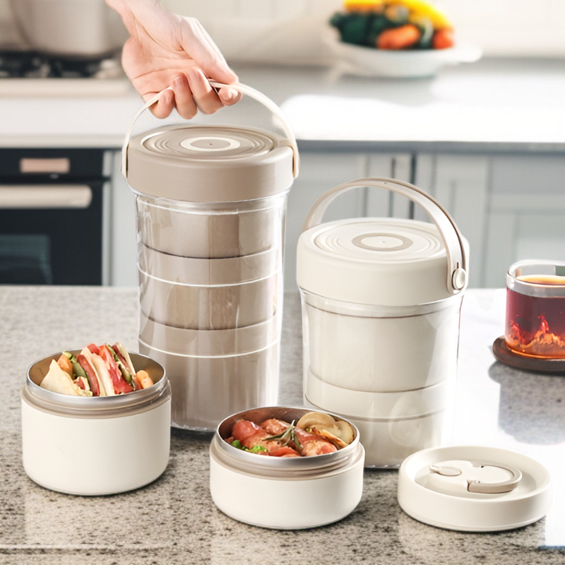 학생 휴대용 스텐 분리형 보온 도시락 세트