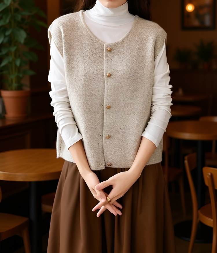 부드러운 소재의 여성 니트 베스트 디테일