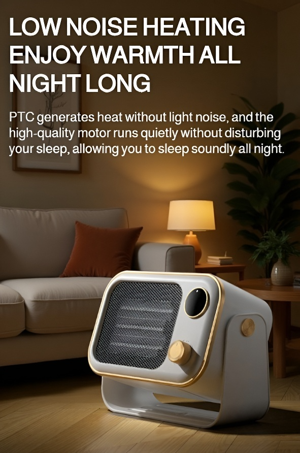 Close-up of adjustable temperature controls on PTC heater