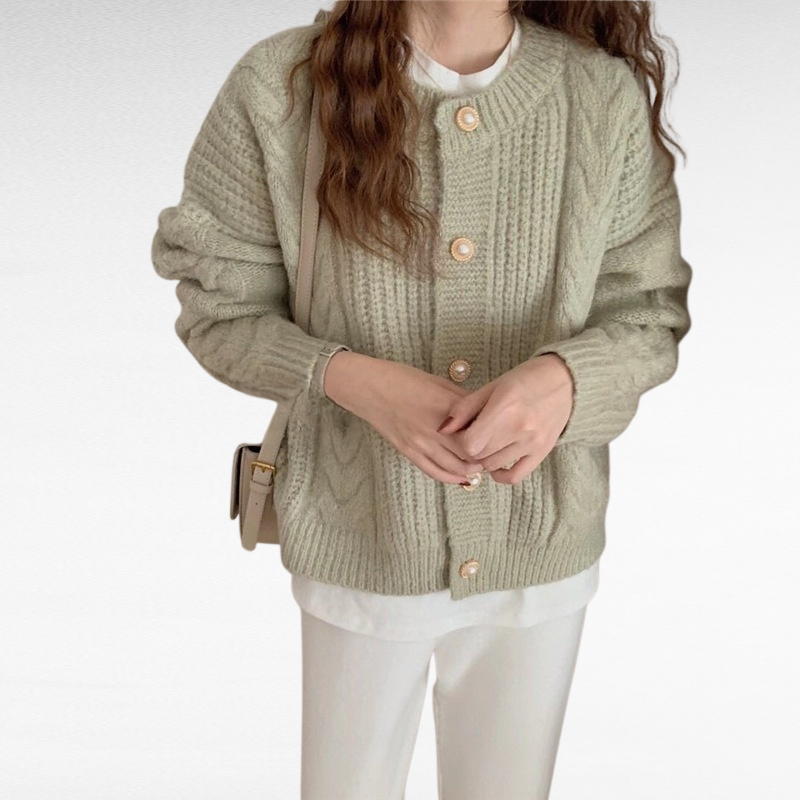 كارديجان نسائي بتصميم بلون واحد وياقة