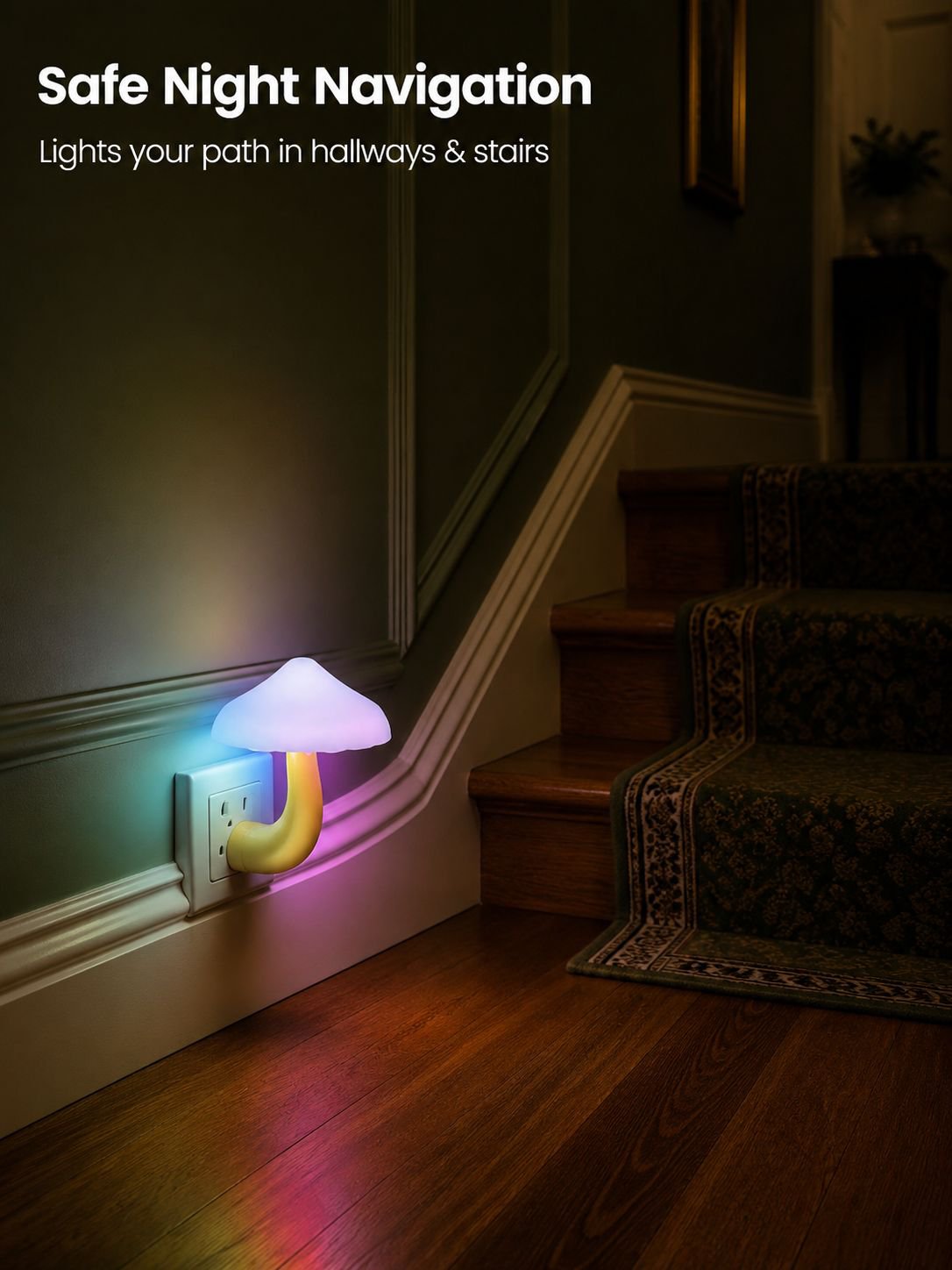LED Night Lights Mushroom Shape Automatic Sensor Toilet Bedroom Decor Wall Lamps Light-control Senso