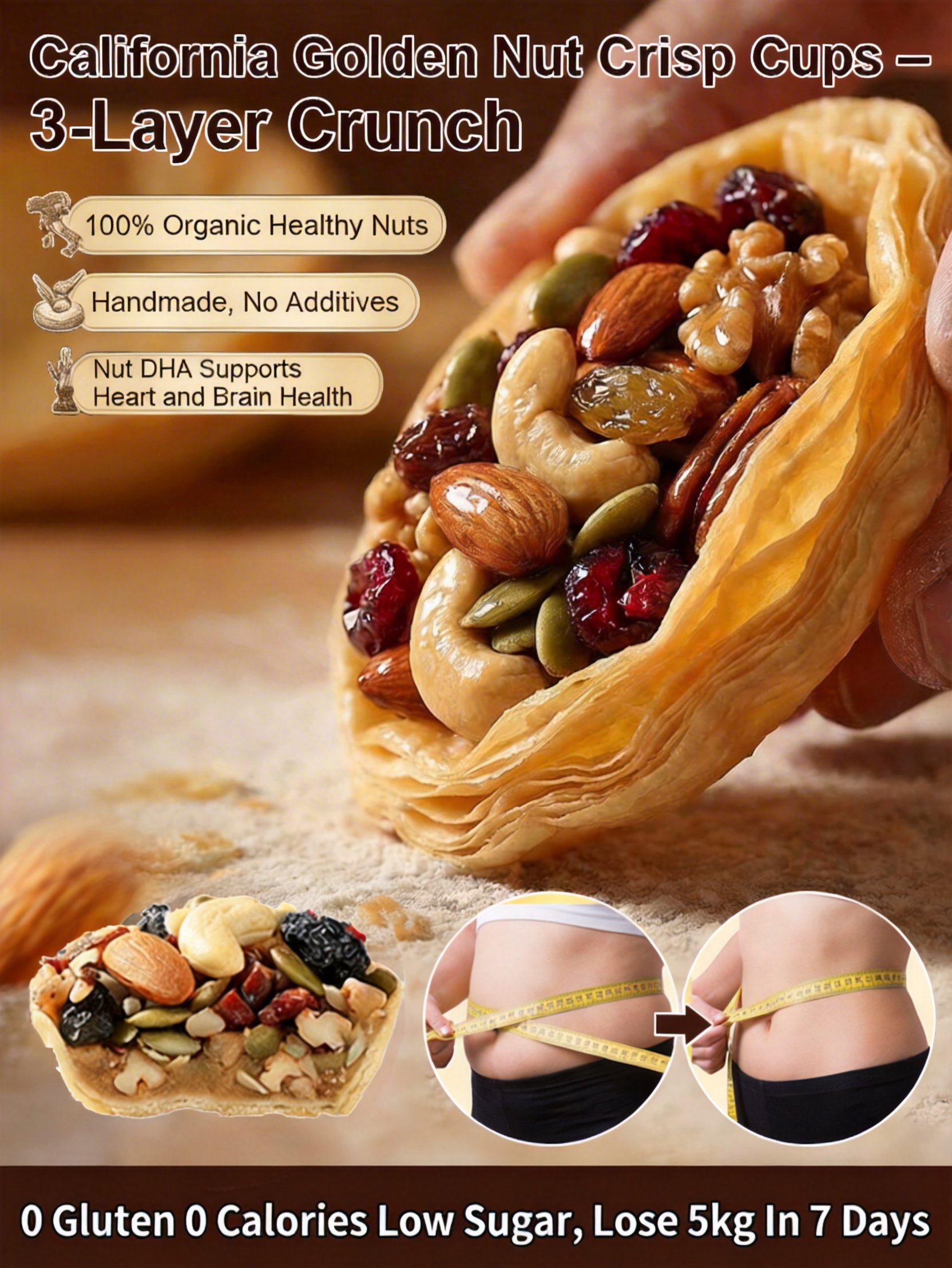 California Golden Nut Crisp Cups –  3-Layer Crunch