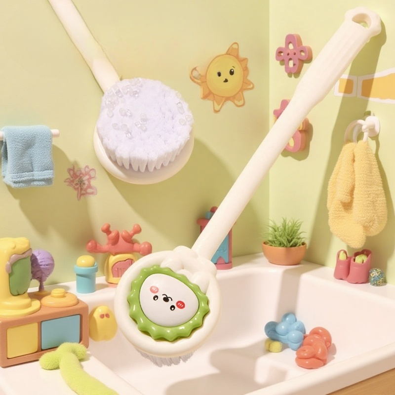 Kinder Badebürste mit langem Griff für einfaches Rückenwaschen