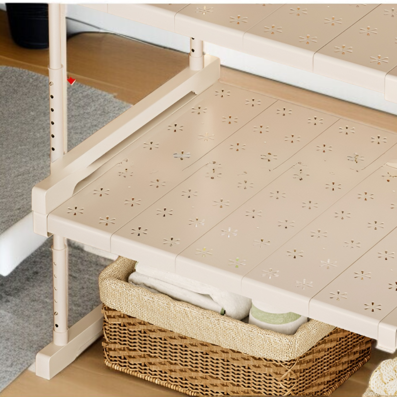 ワードローブ 階層型 仕切り キャビネット 収納ラック 高さ調節可能 コンパートメント ラック キャビネット シューズラック 引き込み式