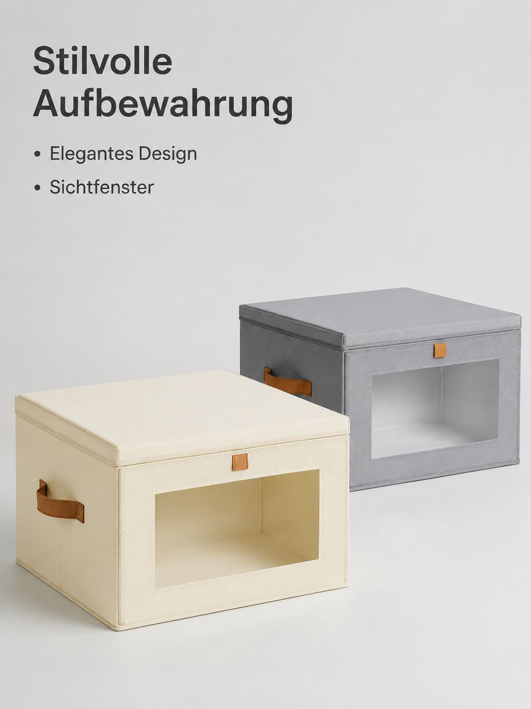 Faltbare Stoff-Aufbewahrungsbox mit Deckel, durchsichtiges Fenster, stapelbar für den Haushalt