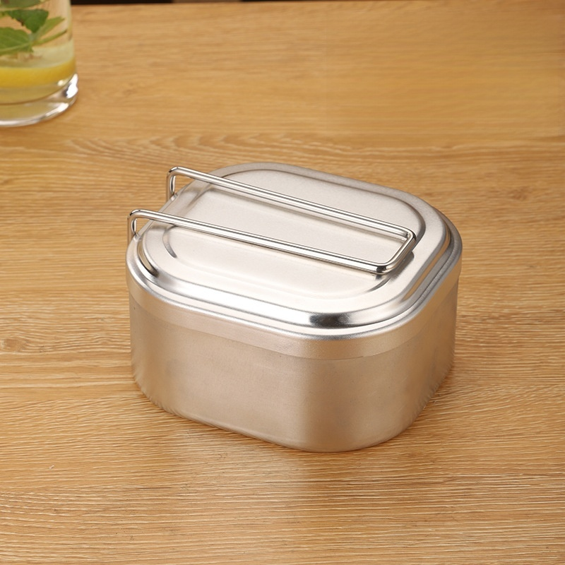 Quadratische Aluminium-Brotdose mit Griff