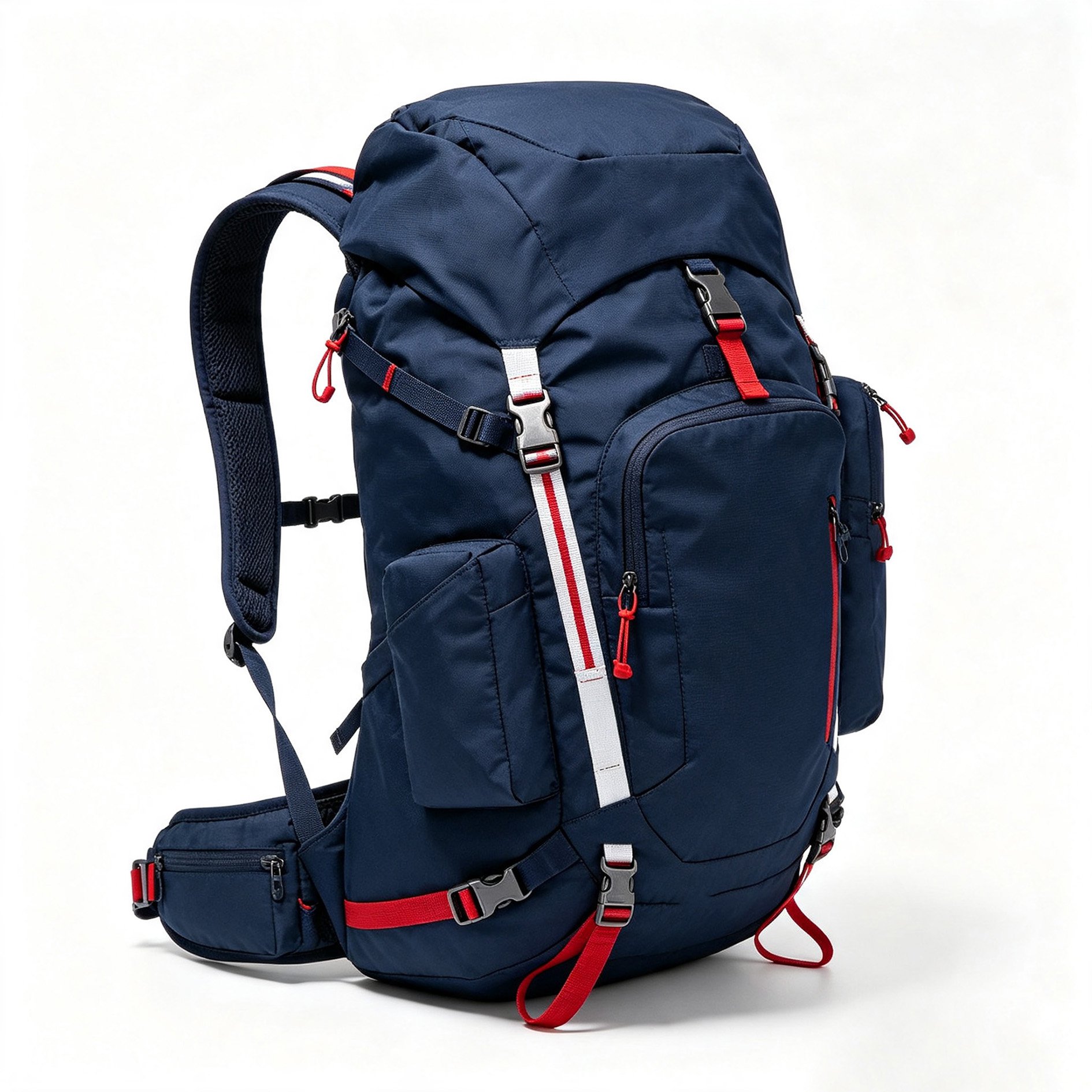 Spacious compartments of hiking backpack