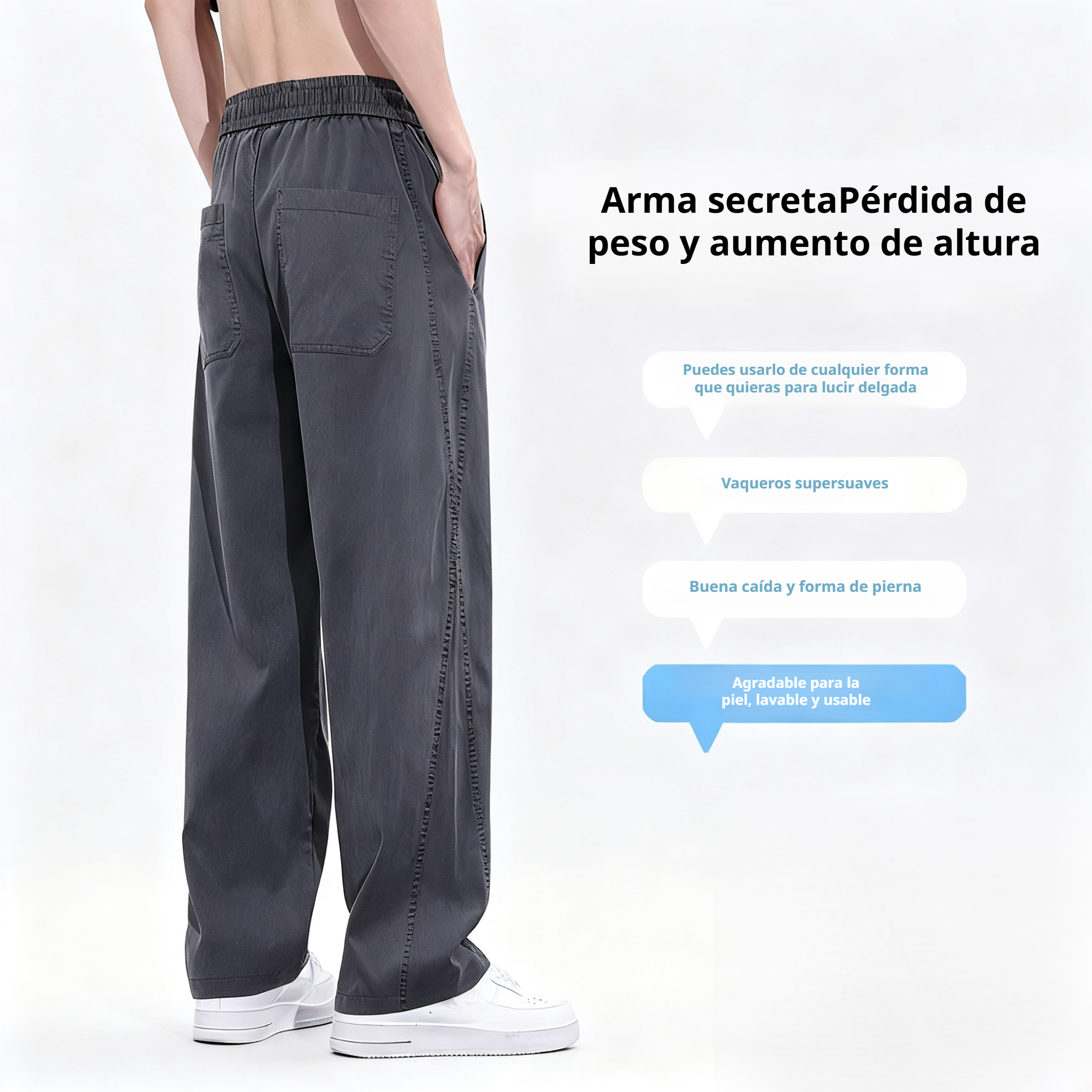 Pantalones de mezclilla de Tencel azul claro para hombre