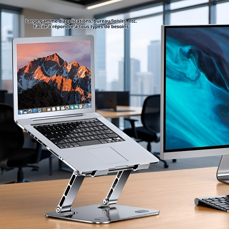 Support d’ordinateur en acier carbone, pliable, surélevé, pour bureau, avec ventilation
