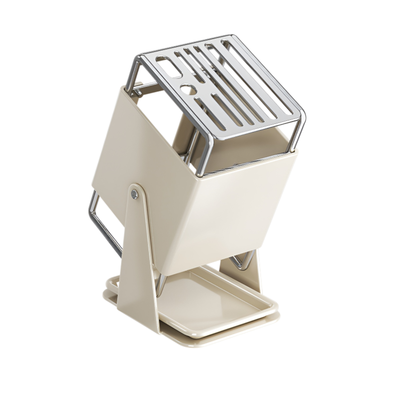 キッチンカウンタートップ回転式ナイフラックオープン家庭用収納ラック水トレイ付き新スタイル収納キッチンナイフラック