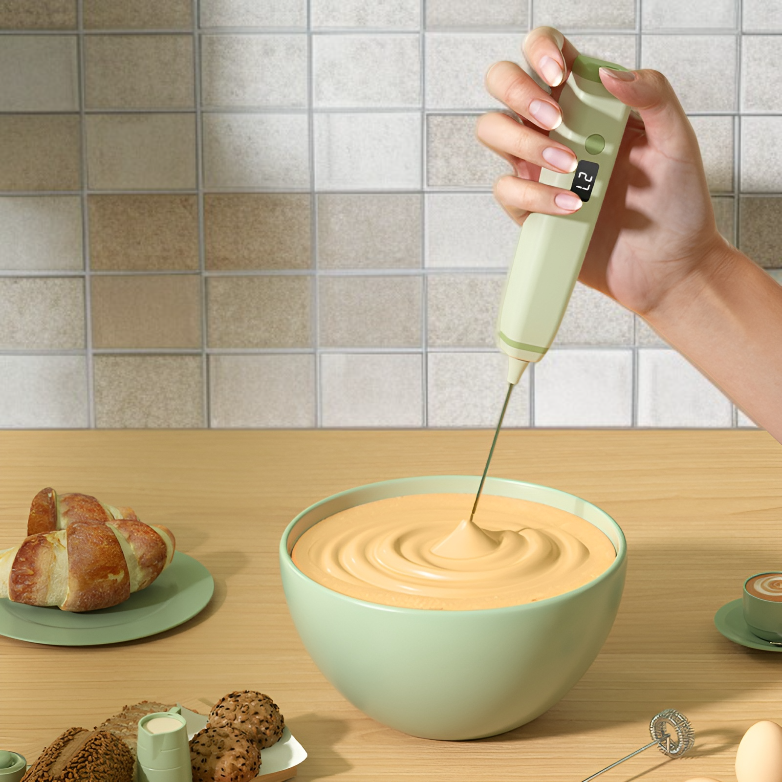 Espumador de leche inalámbrico multifuncional para leche, café y repostería