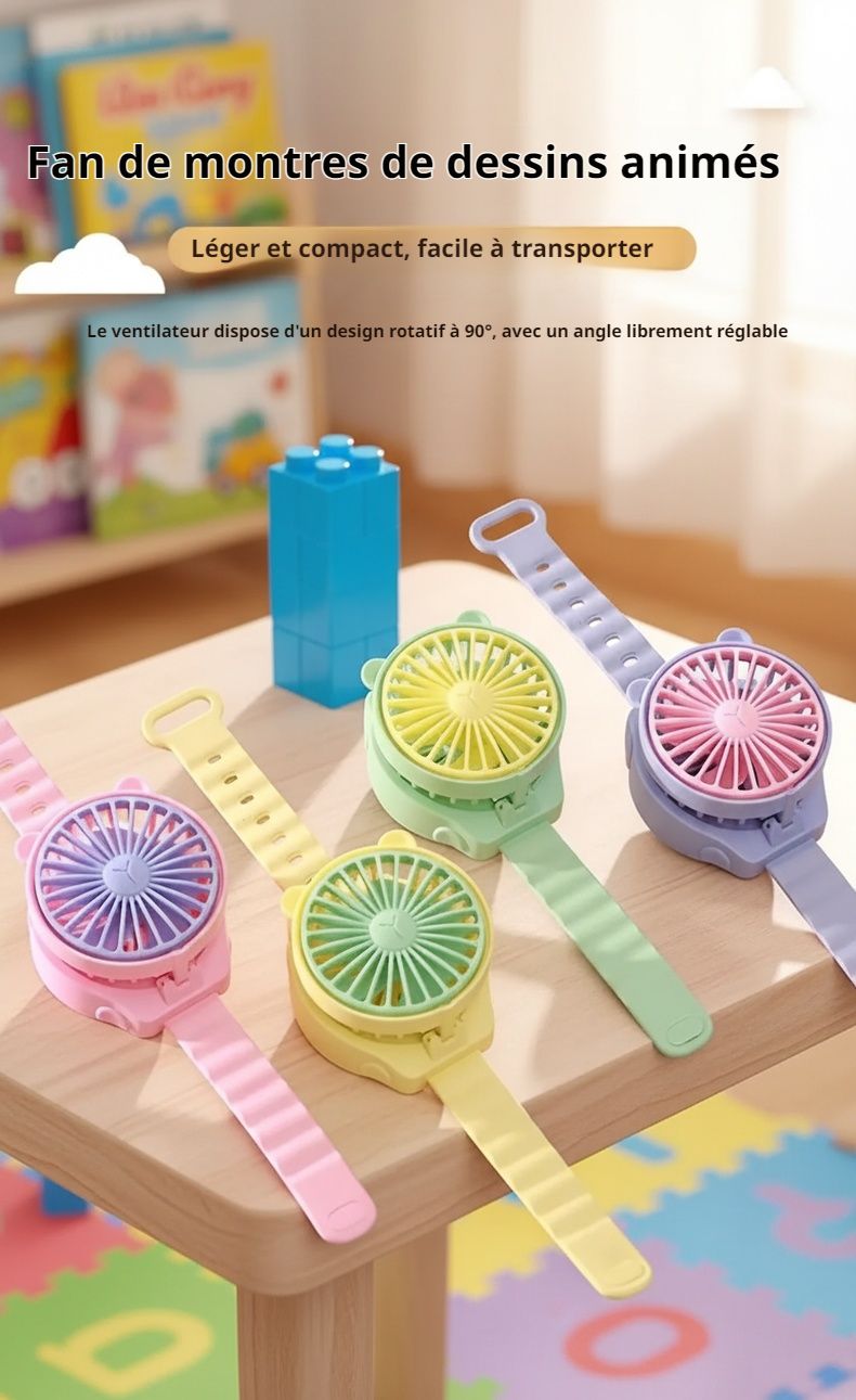 Mini ventilateur de montre cartoon design portable
