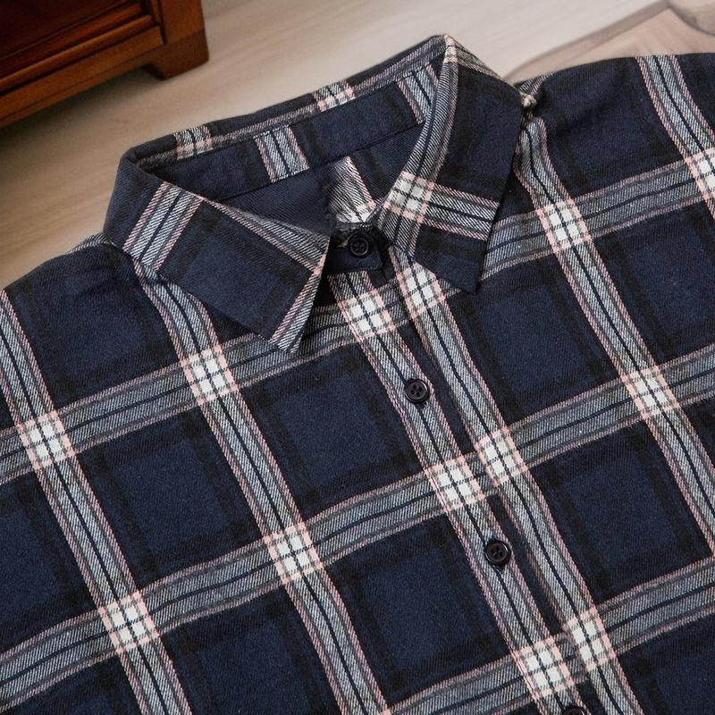 女性用カジュアルチェック柄フランネルシャツ