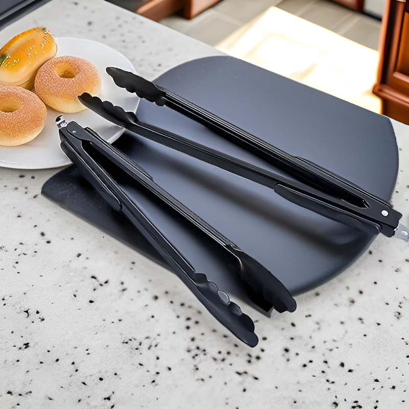 Multi-Functional Stainless Steel Food Clip Kitchen Tool – Black BBQ Self-Service Steak Clip