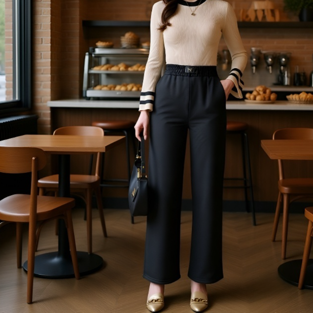 여성 캐주얼 패션 기모 도톰 와이드 팬츠 쉬넬 캐주얼 팬츠 추동 기모 와이드 팬츠 코듀로이 캐주얼 팬츠