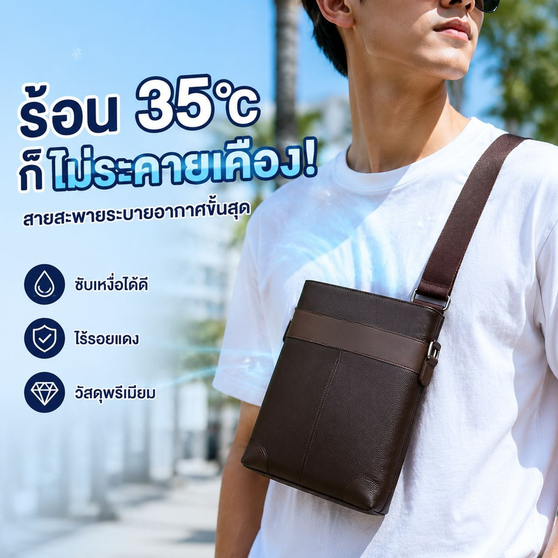 กระเป๋าคาดอกผู้ชายหนังแท้ สไตล์จิงโจ้