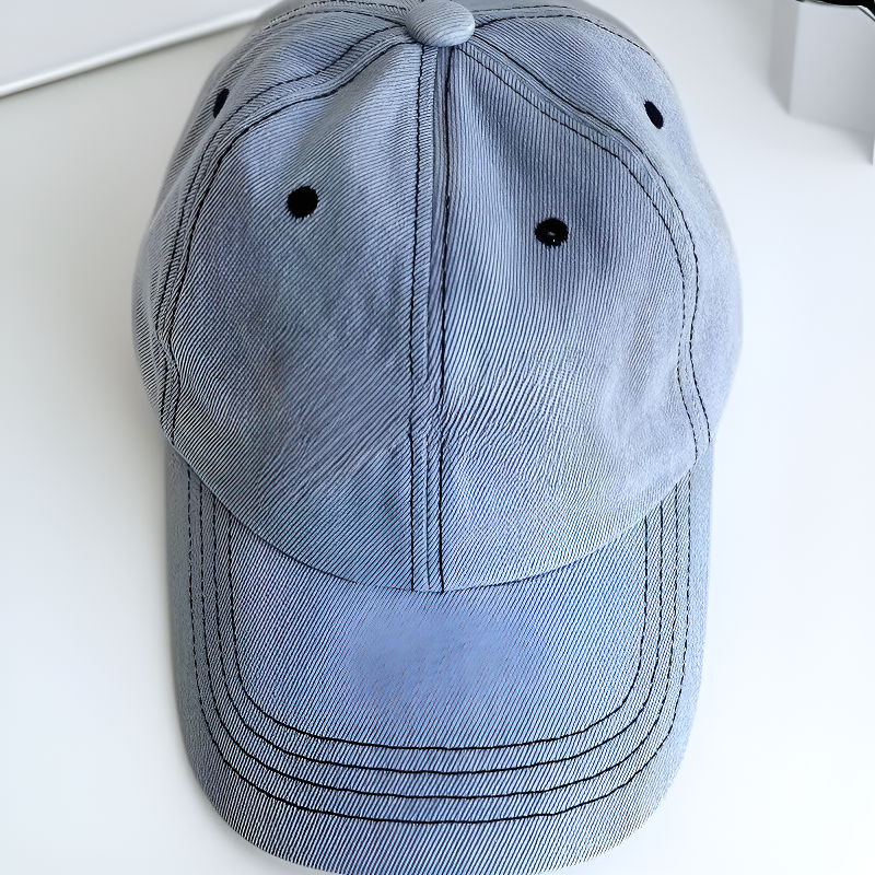 블루 캐주얼 리본 자수 스냅백 모자