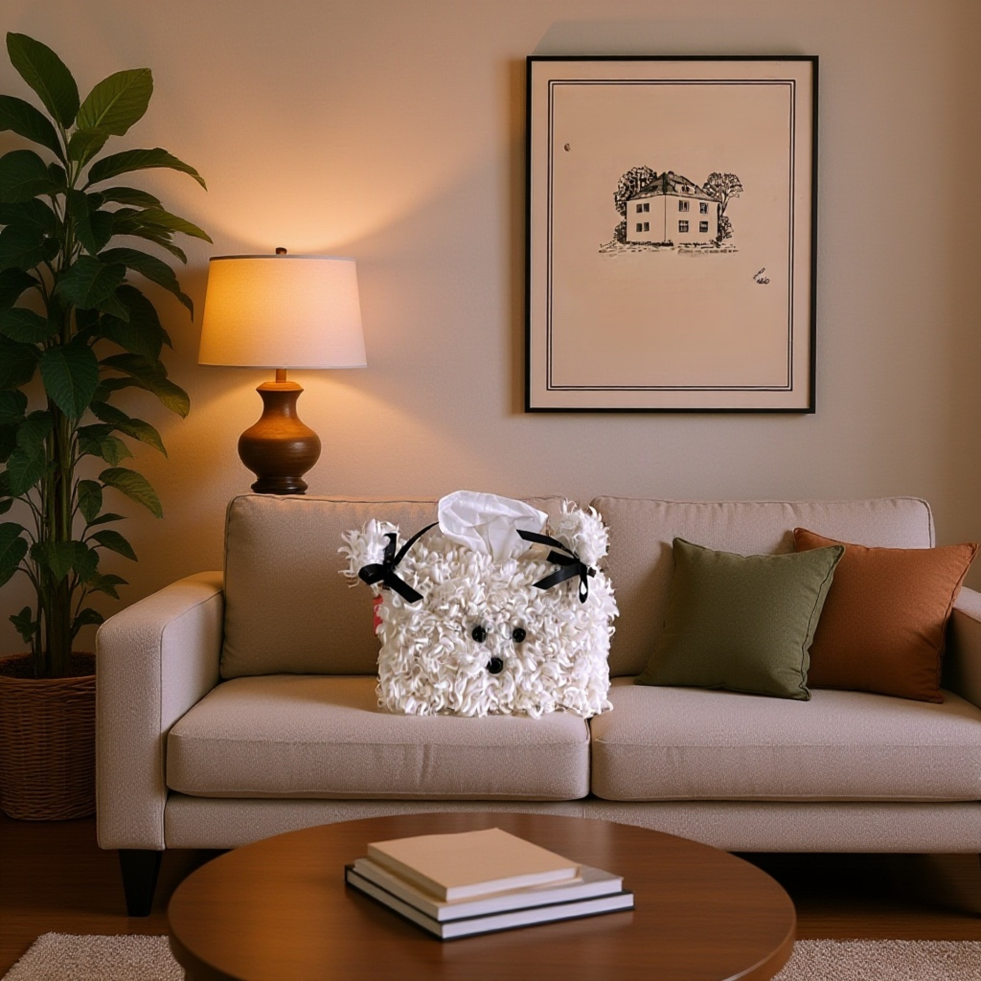 귀여운 강아지 뽀글이 티슈 케이스